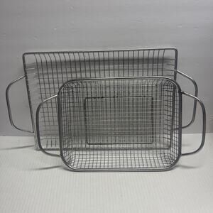 2 The Pampered Chef Stainless Steel BBQ Grill Basket Set Silver #2707